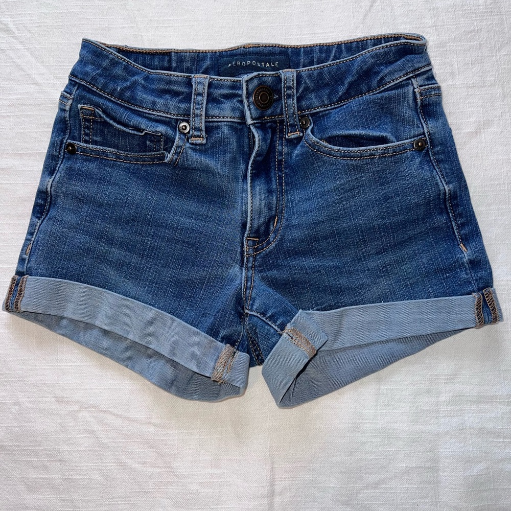 Aeropostale Flex Effect High-Rise Denim Rolled Cuff Midi Shirts Size 00